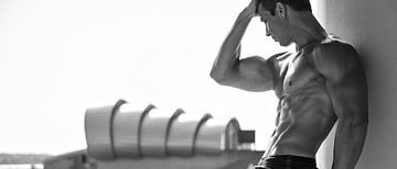 Male Fitness Model in Black White 