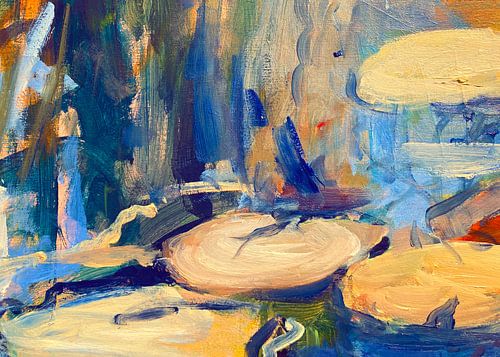 Waterlilies in yellow and blue