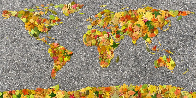 World Map Autumn Leaves by Frans Blok - photos, art and other wall decoration