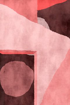 70s Retro multicolor abstract shapes. Pink, brown, red. by Dina Dankers