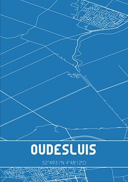 Blaupause | Karte | Oudesluis (Noord-Holland) von Rezona