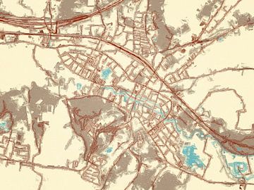 Kaart van Valkenburg in de stijl Blauw & Crème van Map Art Studio