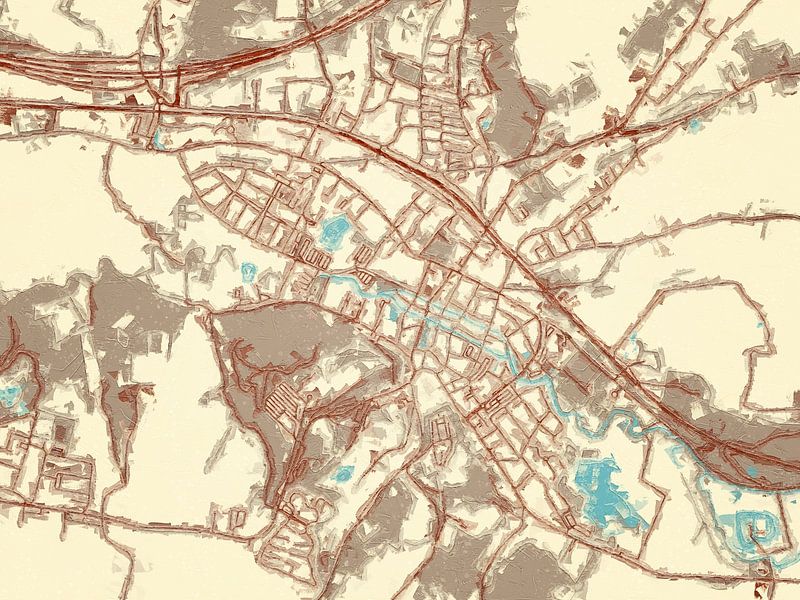 Map of Valkenburg in the style Blue &amp; Cream by De Kaartenwinkel