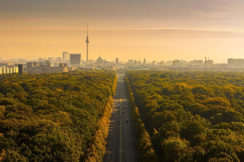 Berlijn Skyline met Brandenburger Tor en TV Toren van Frank Herrmann