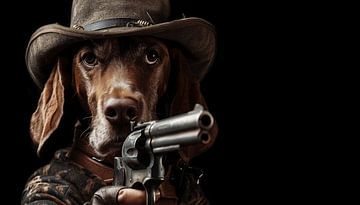Cowboy hond met revolver panorama van TheXclusive Art