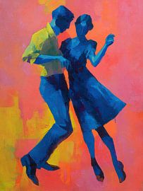 Dansen Mannen Vrouwen | Joyful Steps Under Colorful Lights van De Mooiste Kunst