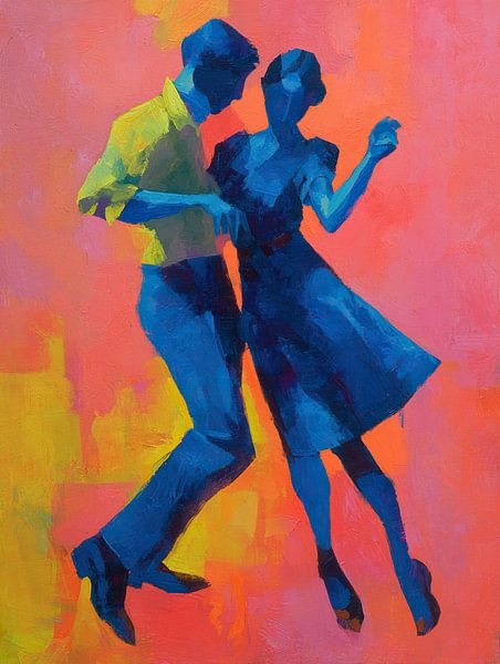 Tanzende Männer Frauen | Freudige Schritte unter bunten Lichtern von Wunderbare Kunst