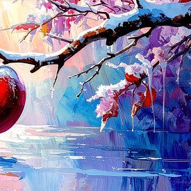 Rode appel - Een laatste boodschapper van de herfst in de ijzige overgang tussen herinnering, gevoelloosheid en winterse stilte van AidasignArt