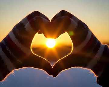 Golden heart in woollen gloves by Jean Pierre