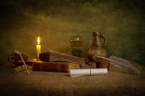 overwerk bij kaarslicht