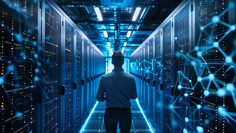 Male admin in futuristic data centre by de-nue-pic