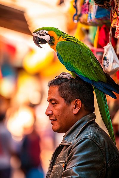 Parrot on the head by Poster Art Shop
