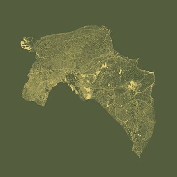 Wateren van Groningen in Groen en Goud van Maps Are Art