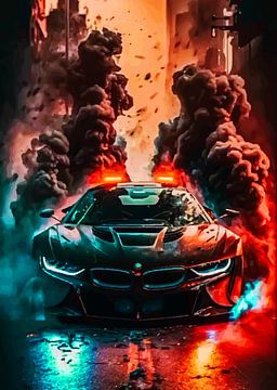 Bmw in front of smoke