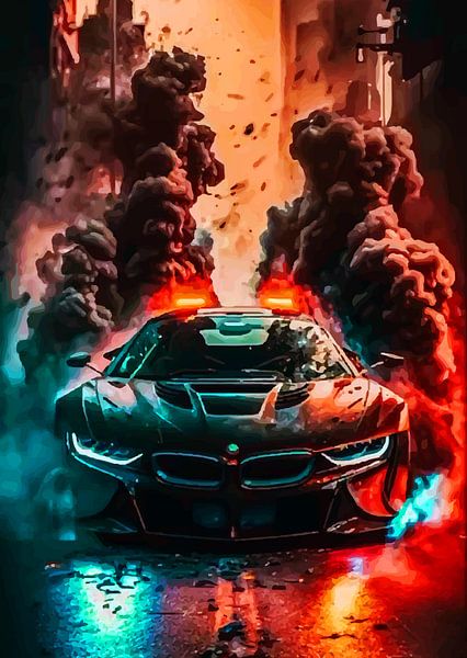 Bmw in front of smoke by Ma Chan