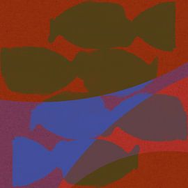 Abstract organic shapes in purple, green, blue, red II. by Dina Dankers