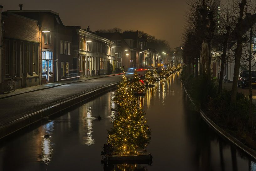 Arbres de Noël sur le Karnemelksloot Gouda par Renate Oskam