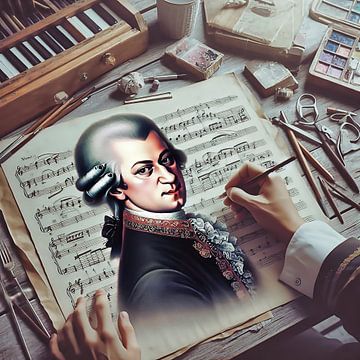 Mozart op tafel van Digital Art Nederland