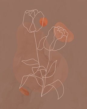 Minimalistische illustratie van een bloem in aardetinten van Tanja Udelhofen