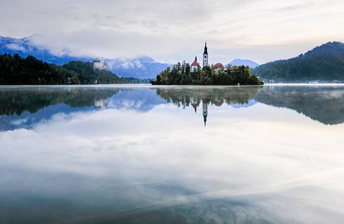 Ochtendlicht aan het meer van Bled Slovenië