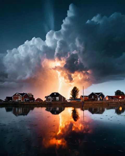 Gewitter am Horizont von fernlichtsicht