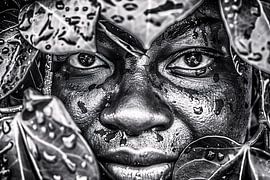 Gesicht versteckt unter nassen Blättern von Art & Soul Creations