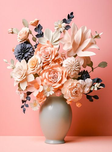 Pastellfarbene Blumen in Vase