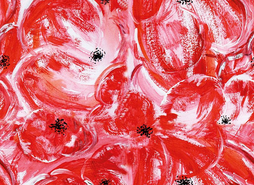 Abstract Red Poppies | Painting by Yvonne Warmerdam