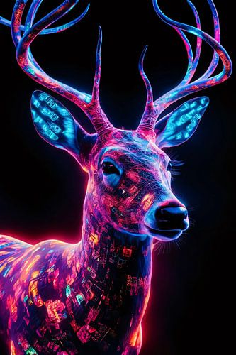 Neonhert in kleurrijke digitale kunst
