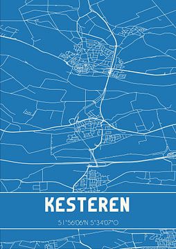 Blauwdruk | Landkaart | Kesteren (Gelderland) van MijnStadsPoster