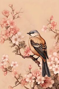 Vogel inmitten von Blütenblättern