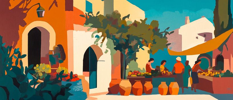 Marché au village par Poster Art Shop