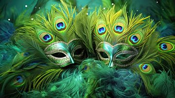 Two peacock masks by Vlindertuin Art