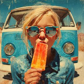 Retro Girl Portrait Vintage Artwork by Wilma Mesman