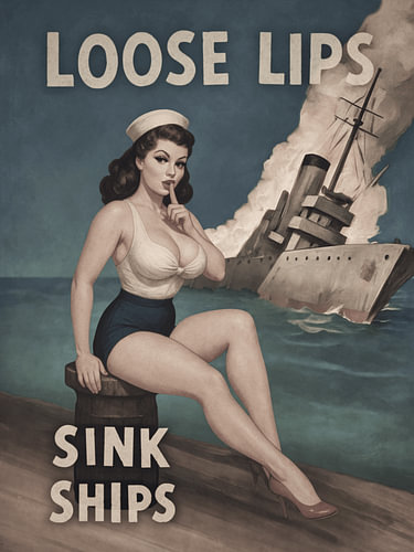 „Loose Lips Sink Ships“ – Vintage-Pin-up