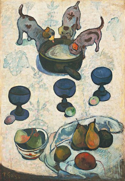 Stilleben mit drei Welpen, Paul Gauguin von Meisterhafte Meister