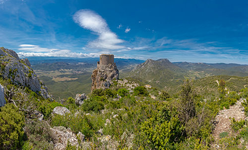 Die Ruine des Château de Quéribus, Cucugnan, Aude, Frankreich