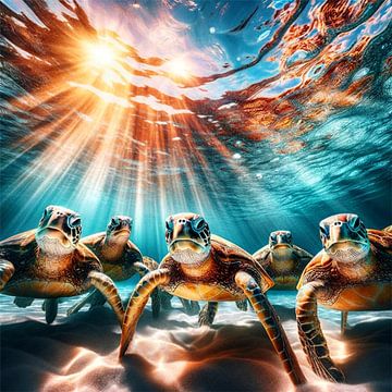 Groep schildpadden van Eric Nagel