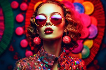 Glamouröses Porträt - Frau mit schicker Sonnenbrille von Vlindertuin Art