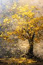 Tree with golden leaves in abstract style by Art & Soul Creations thumbnail