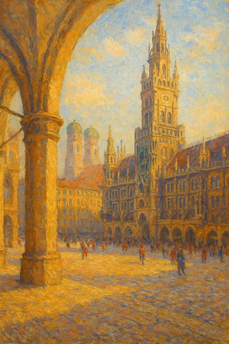Marienplatz Canvas - München Ochtend Harmonie