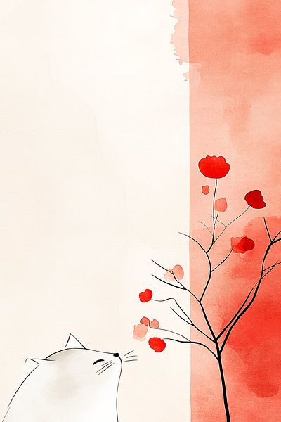 Le chat blanc et le rêve de la fleur rouge - Là où la neige et le feu s'embrassent par Karina Brouwer