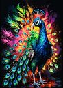 Peafowl Neon Aquarel van MIROKKU thumbnail