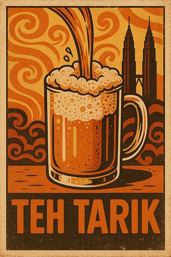 Vintage Teh Tarik Poster - Maleisische Thee Muurkunstprint