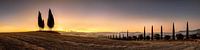 Sunrise in Tuscany. Wide XXL panoramic picture