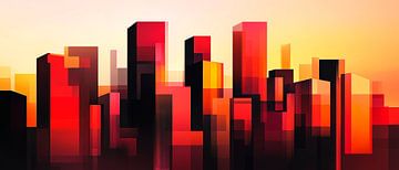 Cities in the play of colours of the sunset by Poster Art Shop