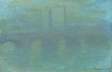 Waterloo Bridge, London, in der Abenddämmerung von Claude Monet. Pastell in Grün und Blau von Dina Dankers