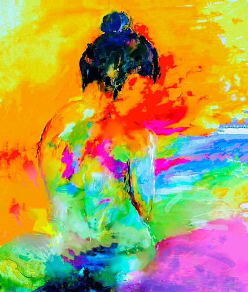 Sommervibes. 1 handgemaltes Aquarell von Ineke de Rijk