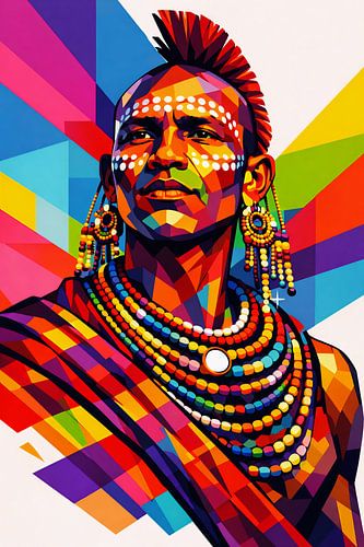 Door de Maasai geïnspireerd tribaal popartportret