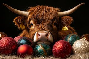 Festliche Hochlandkuh - Weihnachten in farbenfrohem Glanz - Schottischer Hochländer - Weihnachten